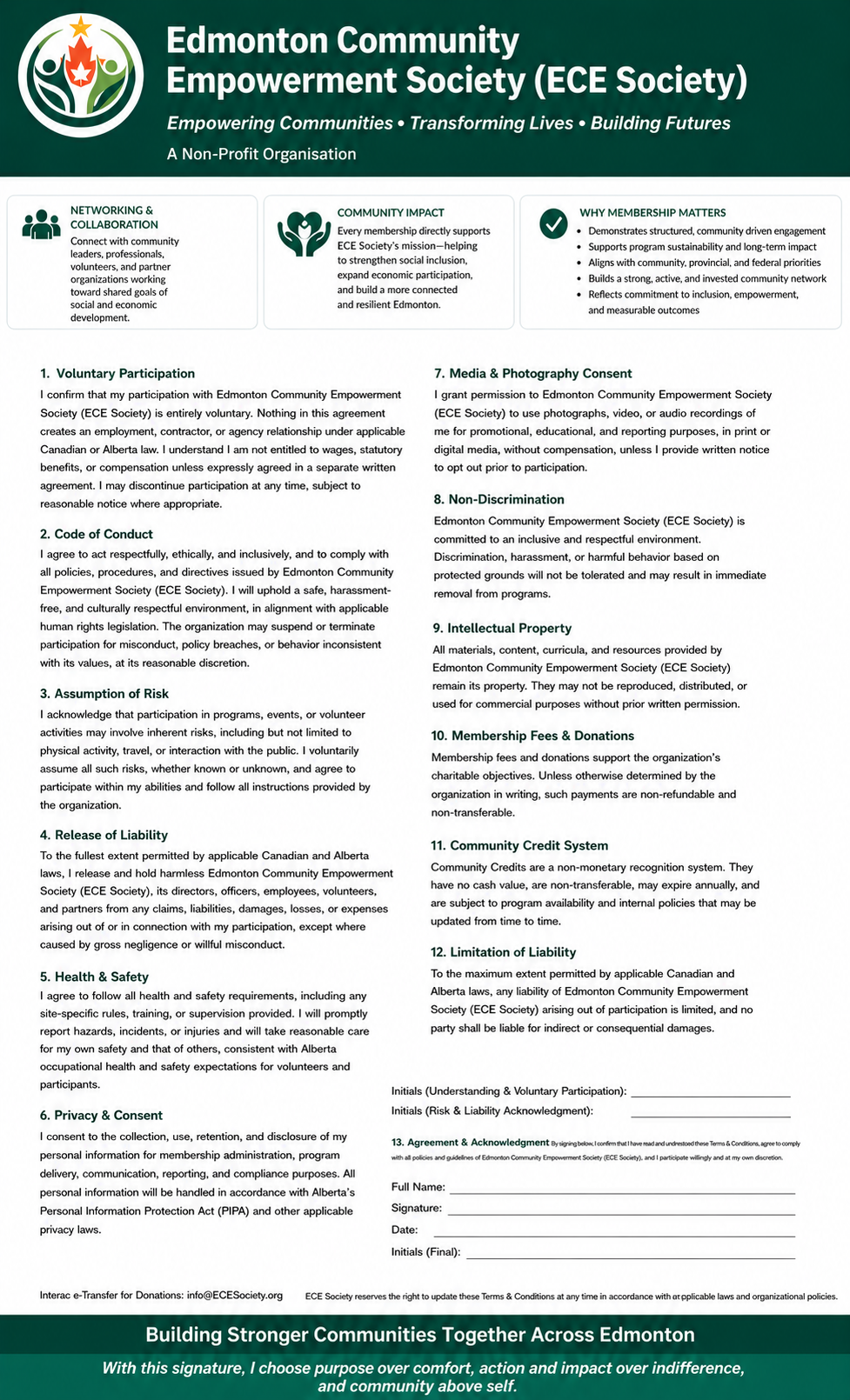 ECE membership form back page preview